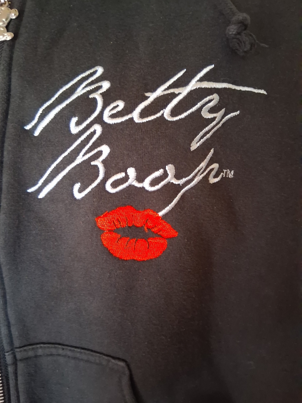 Vintage 2007 JH Design Betty Boop Full Zip Hoodie Leopard Trim Y2K Size Large - Picture 2 of 16
